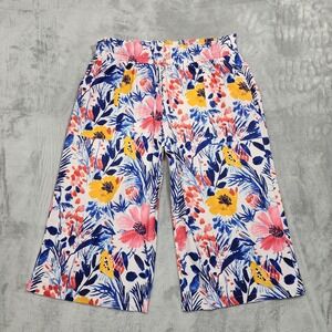 Your Style Pants Women 2XL Multicolor Floral Capri Pull On Wide Leg Stretch Knit